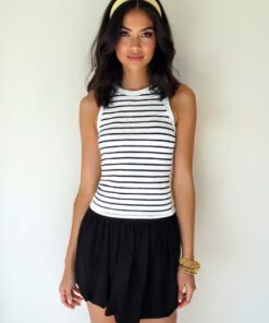 Streifen-Tanktop-Kleid mit Ballonrock