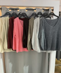 V-Ausschnitt Pulli mit Alpaka