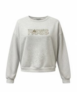 Graues Sweatshirt mit Glitzeraufdruck „Paris“